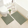 HOMEIDEAS Bathroom Rugs Set 2 Pieces, Ultra Soft Non Slip Absorbent Chenille Toilet Bath Mat Set (Sage Green) - color: Green-sage Green, size: 1'8" x 2'8" (U Shape 20"x24"+20"x32")