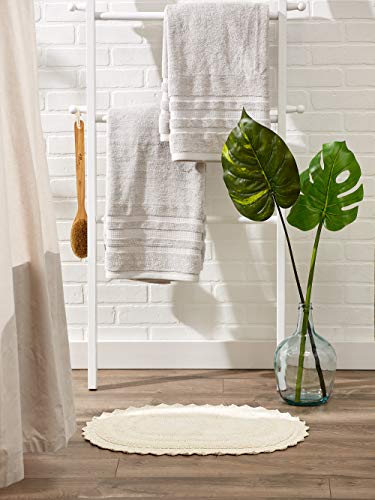 DII Crochet Collection Reversible Bath Mat, Small Oval, 17x24, Off-White - color: Off White, size: 1'5" x 2' (Oval)