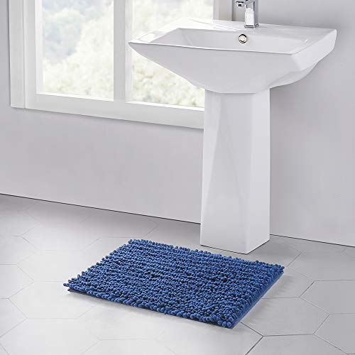 Walensee Bathroom Rug Non Slip Bath Mat (32x20 Dark Blue) Water Absorbent Super Soft Shaggy Chenille Machine Washable Dry Extra Thick Perfect Absorbant Best Large Plush Carpet for Shower Floor - color: Dark Blue, size: 1'8" x 2'8" (Rectangular)