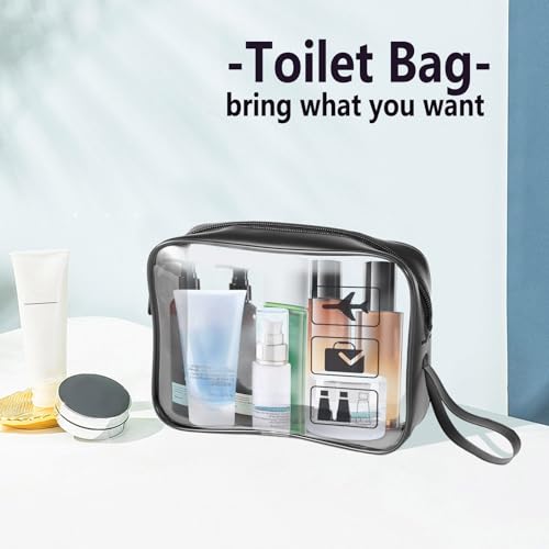 TSA Approved Toiletry Bag 3Pcs - 3 Pack Clear Travel Bags for Toiletries, Carry on Airport Airline Compliant Bag,Black - color: 3PCS-Black