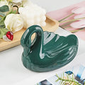 Draining Soap Dish, Elegant Swan Shape, Fluted Design, Cute Ceramic Tray(Green) - color: Green