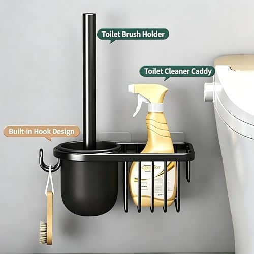 12-Piece No Drill Matte Black Bathroom Hardware Set, 23 Inch Wall Mounted Towel Rack & Towel Bar, Rustproof Stainless Steel Bathroom Organizer Storage, Toilet Brush, Large Capacity