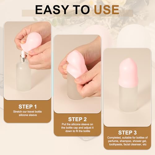 uxcell 5pcs Silicone Bottle Covers for Travel, Elastic Sleeves for Leak Proofing 0.88"/1.1"/1.6" Dia Toiletry Sleeves Travel Accessories for Shampoo Wash Body Bottles, White