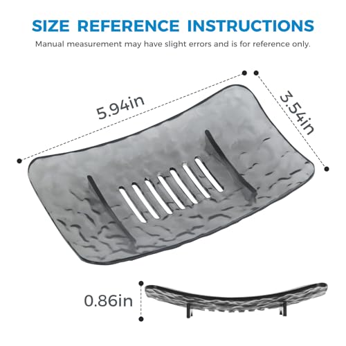 Plastic Soap Dish, Self Draining Set of 2 Black and White - Soap Holder for Shower, Bathroom and Kitchen - Easy to Clean, Stays Dry (5.94" L x 3.54" W x 0.86" H)