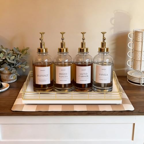 Bathroom Vanity Tray, 13" x 8" Oak Decorative Wooden Tray for Countertop | Large Bathroom Vanity Organizer, Wood Tray for Perfume, Skincare & Accessories Storage, Vanity Dresser Decor, Gold & White - color: Gold & White, size: 13" x 8" x 2"