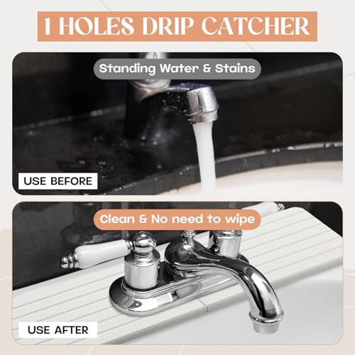 Teenyyou an Oval Hole White Faucet Mat for Kitchen Sink Bathroom 17.32" x 4.6" Kitchen Faucet Absorbent Mat Diatomite Splash Guard Quick Drying Stone Drip Catcher Hole 6.22" x 2.28" - color: White, style: an Oval Hole