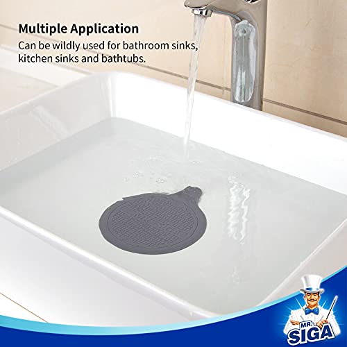 MR.SIGA Silicone Bathtub Stopper, Drain Stopper for Shower, Sink, 5.1" Diameter, Grey, 3 Pack - color: Gray