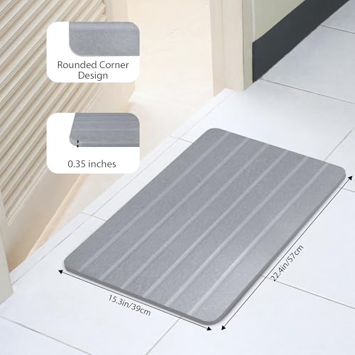 Absorbent Stone Bath Mat, Diatomaceous Earth Shower Mats, Non-Slip Water Absorbing Diatomite Stone Mat for Bathroom Floor, Quick-Drying Easy to Clean (23" x 16" Gray) - color: Line-grey