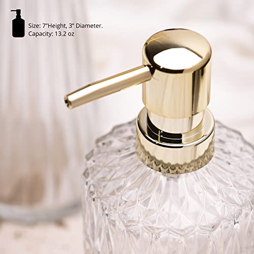EMPO Clear Glass Soap Dispenser with ABS Plastic Pump, Crystal Lotion Dispensers for Kitchen Sink, Bathroom (2Pack Clear) - color: 2pack Clear