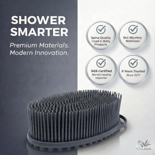 Avilana Premium Silicone Body Scrubber -Trusted Since 2017 - SGS Certified Food Grade Dual Sided Bath Brush, Quick-Dry Exfoliating Loofah Alternative, Massage Brush Sensitive Skin Women Men - color: Marbled, size: Massage