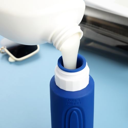Mrsdry Travel Bottles for Toiletries, Large 6oz Oversize Containers, BPA Free Leak Proof Tubs Refillable Liquid Traveler Accessories with Toiletry Bag for Cometic Shampoo and Lotion Soap (4 Pack) - color: Blue-6oz