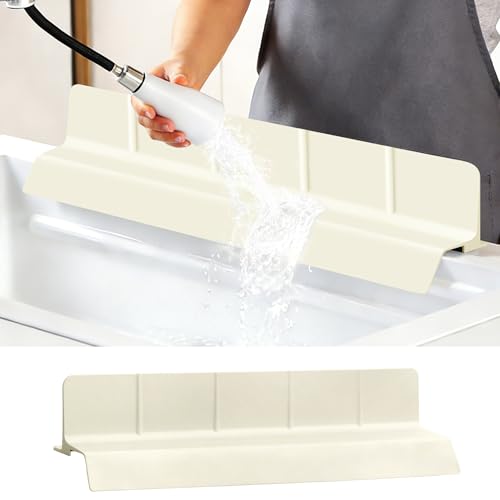 23Inch Sink Splash Guard – Extended Length & Tall Silicone Kitchen Sink Splash Guard with Overhang Drainage Design, High Splash Wall & Strong Suction Cups for Countertop (White, 23''x3.5'') - color: White, size: 23''x3.5''