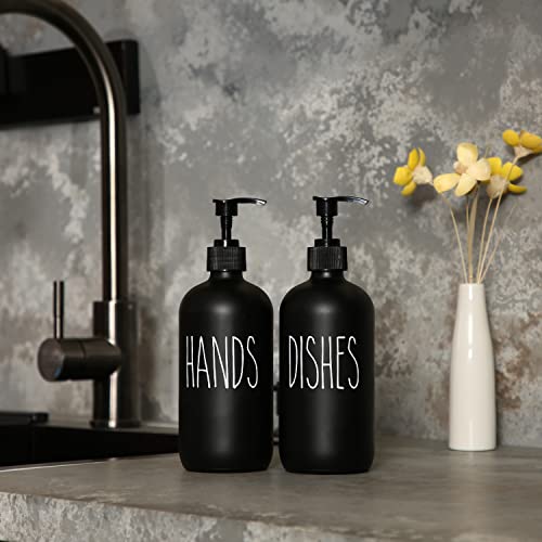 MOMEEMO Soap Dispenser Set 2 Pack, Contains Dish and Hand Soap Dispenser, Perfect for Black Kitchen Decor. (Black) - color: Hd Black