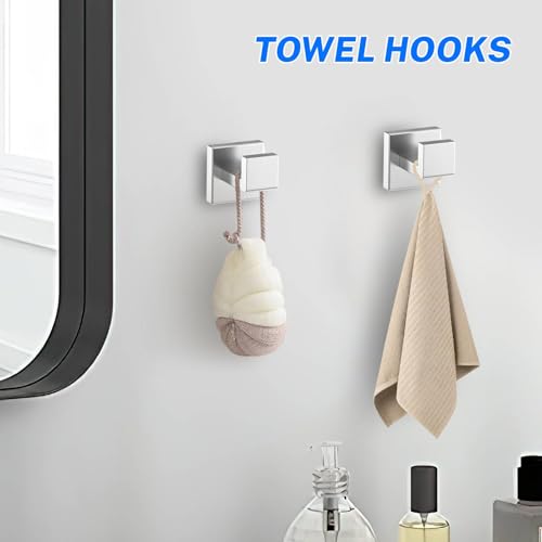 5 Pieces Brushed Nickel Towel Bar Set Bathroom Hardware Accessories Set Include 23.6 Inch Towel Bar Toilet Paper Holder Towel Ring Coat Hooks SUS304 Stainless Steel Wall Mounted Towel Holder Set - color: 5 Pcs Brushed Nickel