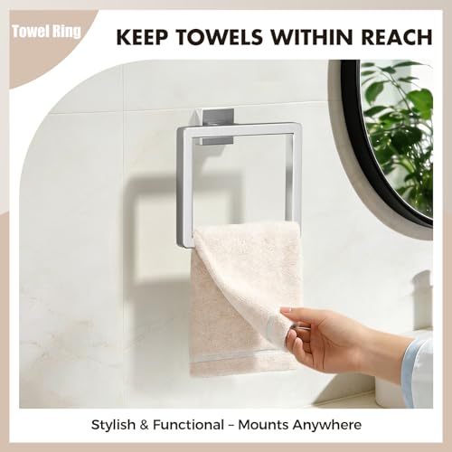 Bathroom Hardware Set Brushed Nickel 5-Pieces Bathroom Towel Rack SUS304 Stainless Steel Bath Towel Bar Set, Towel Racks Wall Mounted. - color: Brushed Nickel, size: 16inch 5 Pieces
