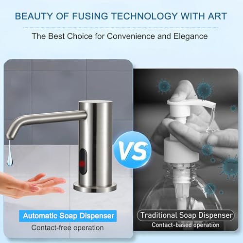 Automatic Soap Dispenser Touchless for Kitchen Bathroom Sink Built in Electric Soap Dispenser Infrared Sensors Liquid Commercial Dispenser with Bottle and Pump 33.81oz/1000ml (Brushed Nickel) - color: Liquid-brushed Nickel