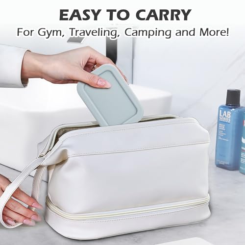 AIDIMMING Leak Proof Silicone Travel Soap Case with Drain Pad, Compact Bar Soap Container with Lid, Portable Soap Holder for Standard Bar Soap & Handmade Soap, Travel Camping Gym (Light Gray) - color: Light Gray