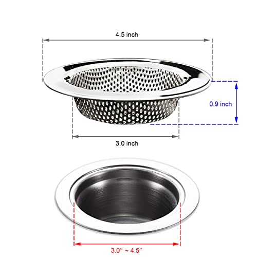 Seatery 4-Piece Kitchen Sink Strainers - 4.5 Inch Stainless Steel Sink Drain Filter with Food Scraps Catcher - size: 3.5 inch
