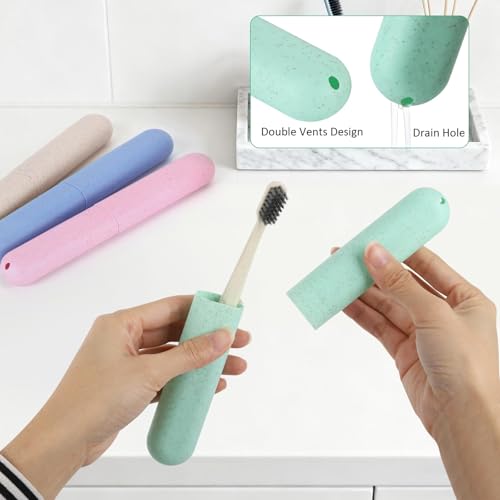 Tecbeauty 8Pcs Travel Toothbrush Case, Portable Toothbrush Holder Container Protector Cover for Travel, Business, Camping, School