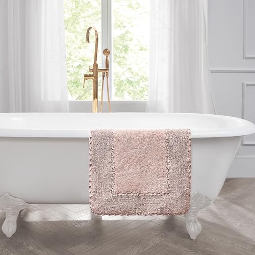 Laura Ashley Ruffle Border 100% Cotton Bath Rug Set, Blush Pink, 17" x 24"/ 20" x 32" - color: Blush, size: 1'5" x 2'8" (Rectangular)