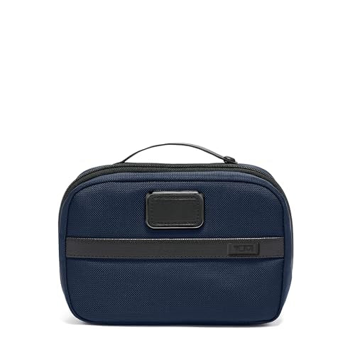 TUMI - Alpha Split Travel Kit - Compact Toiletry Bag for Men & Women - Features Removable Leather Handle & Clear Windows - Navy Blue - color: Navy Blue