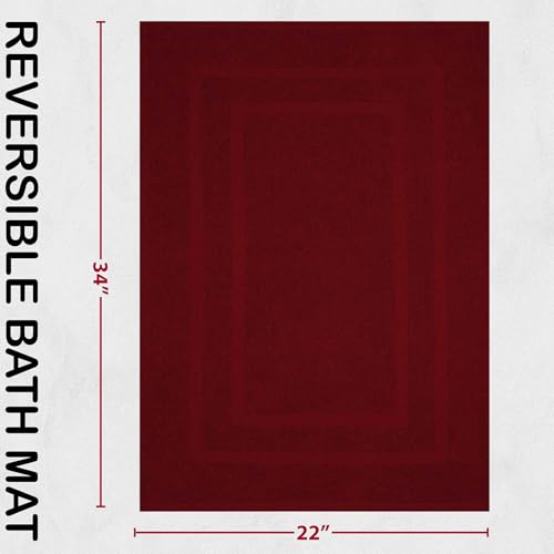 GOLD TEXTILES Premium Red Bath Mat - 2 Pack 22x34 Inches - Not a Bathroom Rug - 100% Ring Spun Cotton - Highly Absorbent & Non Slip Shower Bathroom Floor Mat Towel - Machine Washable - color: Red, size: 2 Pack 22x34