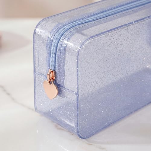 PVC Jelly Travel Makeup Bag,Waterproof Cosmetic Bag/Case with Zipper, Toiletry SPF Bag for Sunscreen, Skincare, and Daily Essentials (03 Silver) - color: 03Silver