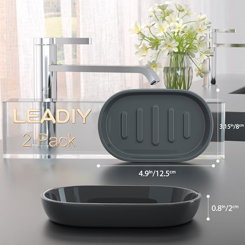 2Pcs/Set Bathroom Soap Dishes, Not Plastic！White Soap Dishes for Bar Soap, Bamboo Soap Dishes Holder for Bathroom Shower, Bathroom Sink Soap Dish (Black) - color: 2pcs Black2.0