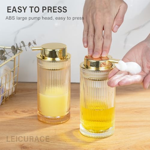 Glass Liquid Soap Dispenser, Refillable Liquid Dispenser with Gold Pump, Hand Soap Dispenser for Bathroom Kitchen, Modern Home Bathroom Kitchen Decor （Liquid Type/Gold） - color: Liquid Type/Gold