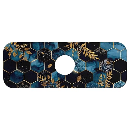 Faucet Fast Absorbent Pad - Golden Honeycomb Blue Black Marble , Suitable For Kitchen, Bathroom, Island And Other Scenes - color: Golden honeycomb blue black marble