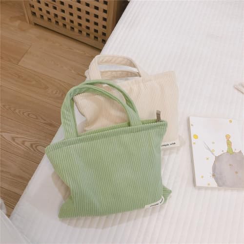 Wudygirl Makeup Bag Travel Cosmetic Bag for Women Small Makeup Pouch with Handle Zipper Cosmetic Pouch Handbag Aesthetic 8.3" x 6.7"(Light Green) - color: Light Green