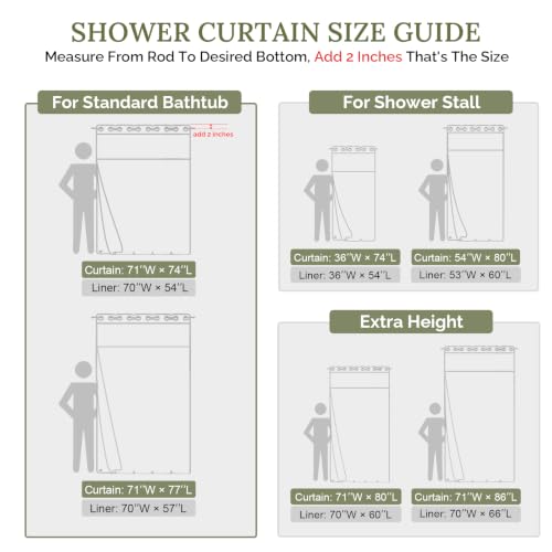River Dream Sage Green Farmhouse Shower Curtain with Snap-in Liner, No Hooks Needed,with Magnets,with Tassels,Water Repellent&Machine Washable,36x74Inch - color: Sage Green-window, size: 36"W x 74"L (Pack of 1)