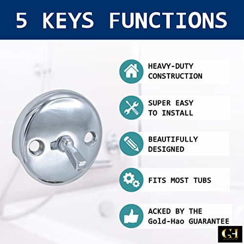 Bath Tub Waste Overflow Drain Trip Lever Face Plate for Bathtub with Matching Screws for Faceplate (Chrome) - color: Chrome