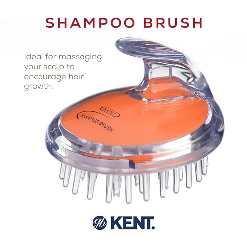 Kent SH1 ORG Scalp Scrubber Hair Brush and Exfoliator for Distributing Shampoo and Conditioner, Shower Massage Tool with 42 Soft Rubber Bristles - color: Orange, size: 6 Pack