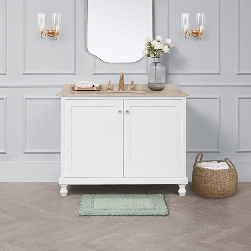 Laura Ashley Ruffle Border 100% Cotton Bath Rug, Sage Green, 17"x 24", (Pack of 6) - color: Sage Green, size: 1'5" x 2' (Rectangular) (Pack of 6)