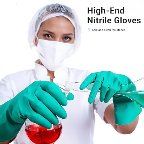 ThxToms Chemical Resistant Nitrile Gloves, Resist Household Acid, Alkali, Solvent and Oil, Latex Rubber Free, 1 Pair Large - size: Large