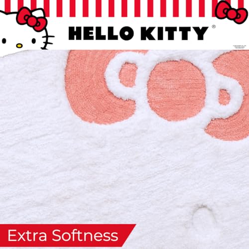 Hello Kitty Non-Slip Bathroom/Bedroom Area Rug, 34.75" x 30” Non-Slip Tufted Mat, (Officially Licensed Product) by Franco Collectibles - color: Hello Kitty - White & Pink