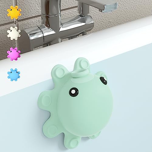 Bathtub Overflow Drain Cover - Silicone Bath Tub Drain Cover, Octopus Tub Overflow Drain Stopper with Suction Cups, Adds Inches of Water for Deeper Bath, Bathroom Spa Relaxing Accessory, Aqua Green - color: Squidward