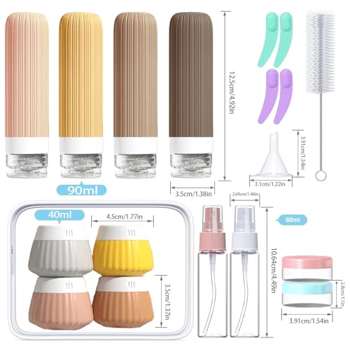 18Pack Travel Bottles for Toiletries TSA Approved Silicone Travel Containers for Toiletries, Leak Proof Refillable Liqus Shampoo And Conditioner travel Essentials toiletry Bottles (BPA Free) - color: Yellow