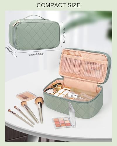 Relavel Small Makeup Bag, Travel Cosmetic Bag Make Up Pouch, Small Makeup Organizer Bag for Women, Waterproof Handbag Toiletry Bag Essentials for Daily Use (Green) - color: 01A-Green, size: MEDIUM