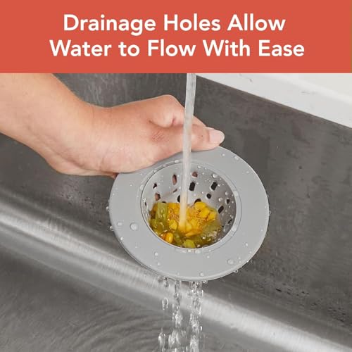 Spectrum Silicone Sink Strainer 2-Pack - Flexible Kitchen Sink Drain Strainer, Fits Standard Sinks, Drain Guard Catch Food Debris for Sink Protection, Easy Removal, Dishwasher Safe, Oyster Gray - color: Oyster Gray, size: 2 Pack
