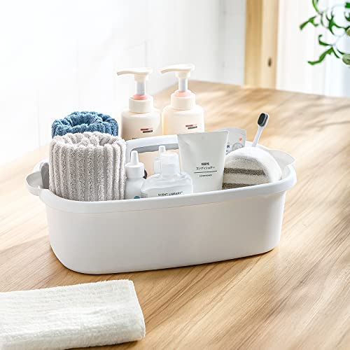 Goderewild 2 Pack Multi-Purpose Plastic Cleaning Caddy with Handle, Shower Caddy Organizer/Storage Basket/Totes Portable for Bathroom Supplies, Cleaning Products, Under Sink Tool, Housekeepers(White2) - color: White×2, size: 2 Pack