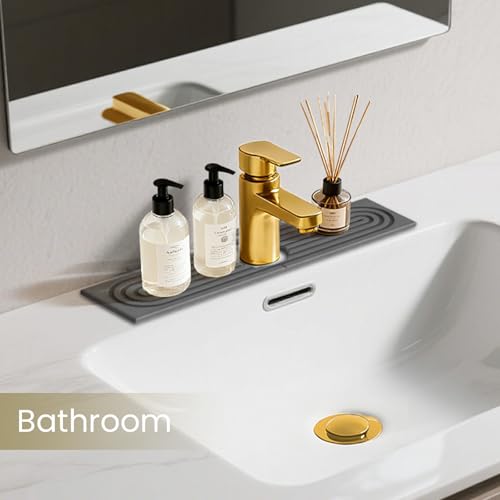 Premium Diatomite Stone Drying Mat for Kitchen Counter, Faucet Mat for Kitchen Sink, Sink Protector & Splash Guard, Quick-Dry Kitchen Sink Mat,Super Absorbent (Gray, 15.8"x4") - color: Gray-D