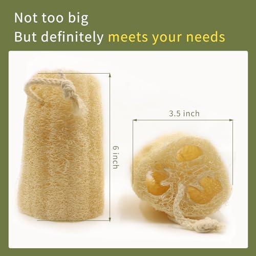 Natural loofah Sponges Exfoliating Body Scrubber(6" Family 6Pack),Real Luffa Unveil Your Skin's Natural Beauty - color: 6pack6"