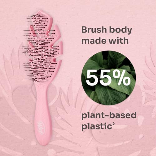 Wet Brush Go Green Hair Detangler Brush, Pink - Detangling Hair Brush - Ultra-Soft IntelliFlex Bristles Glide Through Tangles & Gently Loosens Knots While Minimizing Pain, Split Ends & Breakage - color: Pink, size: 1 Count (Pack of 1)