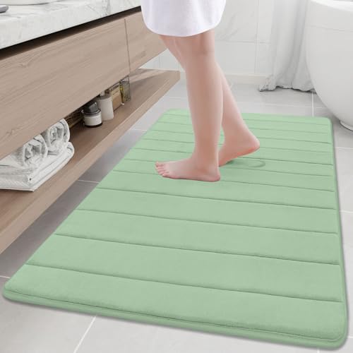 Buganda Memory Foam Bath Mat, 47" x 32", Ultra Soft Bathroom Rugs, Water Absorbent and Machine Washable Bath Rug Runner for Bathroom, Shower, and Tub, Sage Green - color: Sage Green, size: 47" X 32"