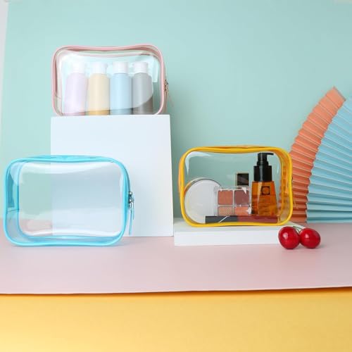 Buminee Clear Pouch, Makeup Bag, 6.6"" x2.3 x4.7 TSA Approved Toiletry Bag, Clear Travel Bags for Toiletries, Cosmetic Bag for Women-1 Pack Sky Blue - color: blue-1 pc