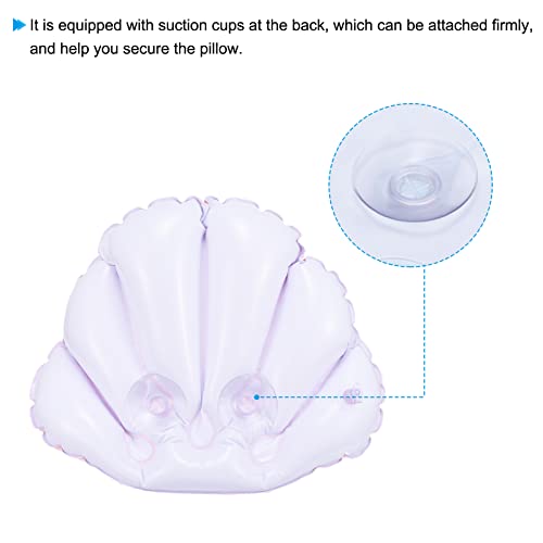 PATIKIL Inflatable Bath Pillow with Suction Cups, 3 Pack Terry Cloth Covered Shell Shape Bath Pillow Neck Support for Bathtub Hot Tub (Pink, White, Green) - color: Pink, Blue, Green