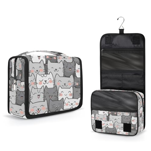 Travel Hanging Toiletry Bag for Women Girl Kinds Of Cute Cartoon Cat Cosmetic Bag Waterproof Makeup Organizer for Accessories, Shampoo, Full Sized Container, Toiletries for Bathroom Shower - color: B 00