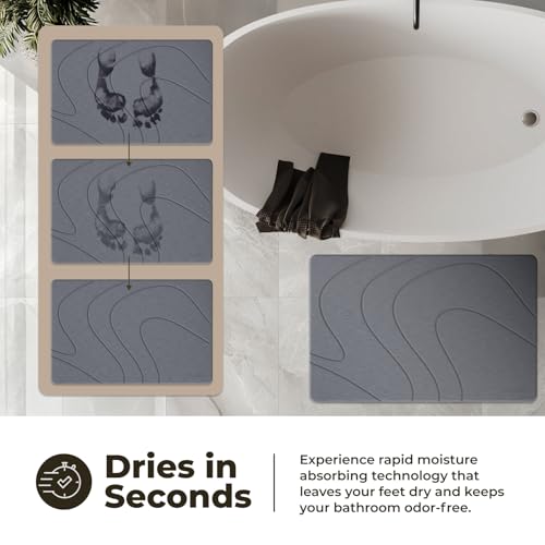 TOSORO - Stone Bath Mat Diatomaceous Earth Shower Mat Non-Slip Super Absorbent Diatomite Stone Bath Mats for Bathroom Floor Quick Drying Natural Easy to Clean (23.5 x 15) - Graphite - color: Slate Graphite, size: Pack of 1